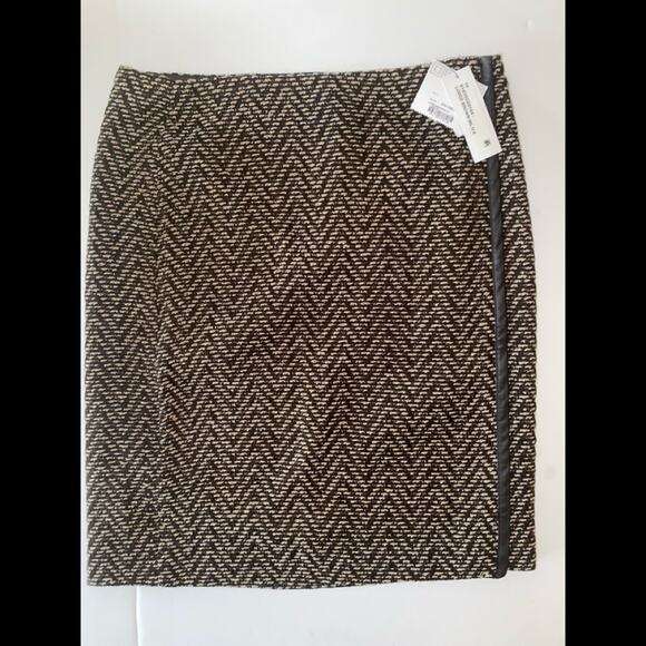 LIZ CLAIBORNE WOMENS TWEED SKIRT WITH LEATHER STRIPE SIZE 10 NWT - Picture 1 of 4
